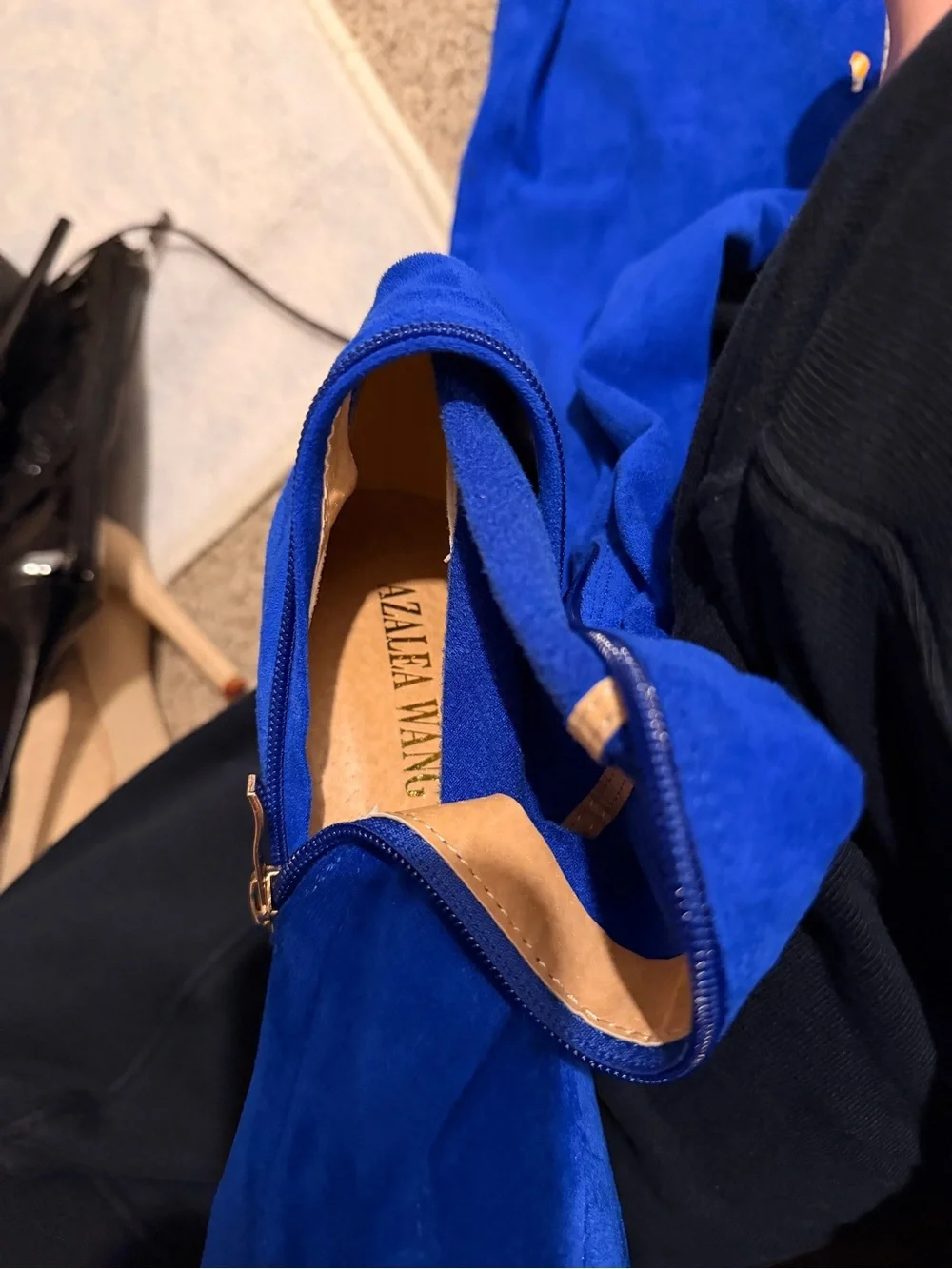 Azalea Wang Blue Suede Thigh High Boots